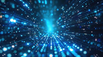 Fototapeta premium Abstract Blue Digital Tunnel