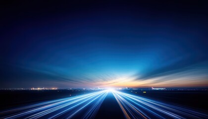 Abstract photo of a road leading to a bright horizon, representing progress and future.