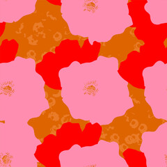 Seamless pattern with summer poppy field flowers. Wildflowers endless pattern in trendy style. Meadow floral illustration. Blooming hellebore poppy flowers seamless pattern.