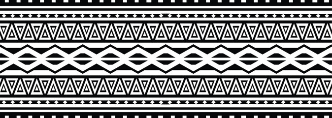 Polynesian tattoo tribal band design. Samoan tattoo tribal ornament border. Decorative seamless pattern.