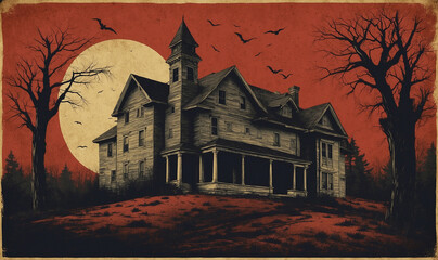 A vintage style poster for a horror movie