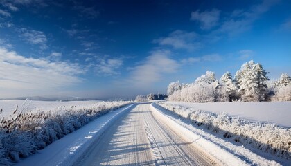 Snow-covered country road