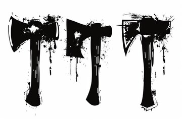 Axe icon, ax symbol, hatchet graffiti spray sign, cleaver emblem, woodcutter equipment, tomahawk pictogram