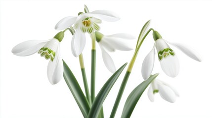 Obraz premium Snowdrop Flowers Isolated on White Background, Perfect for Spring and Nature Themes