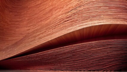 Modern abstract architecture, wooden texture in warm tones, ideal for interior design themes. Generative AI