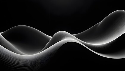 Dramatic Black and White Wave Banner - Grainy Textured Background


