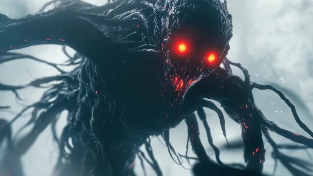 A monster with tentacles and red eyes