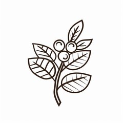 Obraz premium Line art coffee branch logo, coffee bean drawing, coffee plant doodle icon, painting, coffee twig