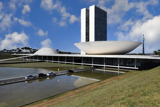 National Congress, designed by Oscar Niemeyer, World Heritage Site, Brasilia, Federal district, Brazil