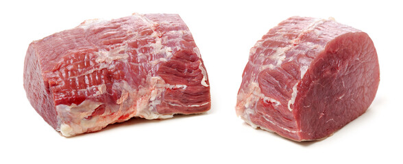 huge red meat chunk isolated over white background 