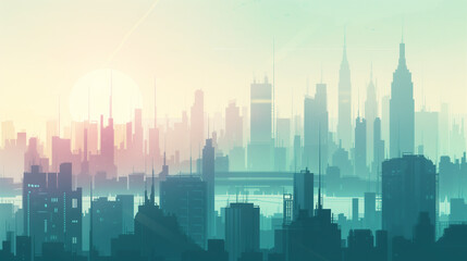Obraz premium Futuristic Cityscape with Modern Geometric Buildings