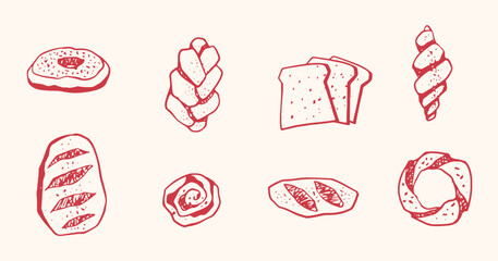 Hand Drawn Bread, Bakery Logo, Bake Shop, Sourdough Bread, Bread Icon, Baking Logo, Baguette Bread, and Food Logo in SVG Vector