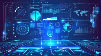 Futuristic Digital Interface with Blue Glow