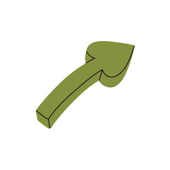 Curved arrow showing route, direction. Cursor with arched line pointing ahead, forward. Pointer sign, geometric shape indicates, guides path. Flat isolated vector illustration on white background