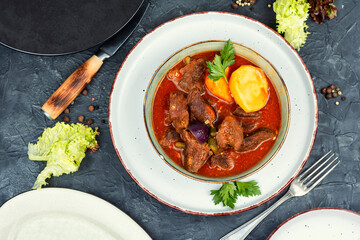 Venison goulash or deer ragout.