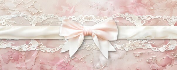 Delicate pink ribbon with lace, perfect for decoration, gifts, and crafts. Adds a touch of elegance to any project.