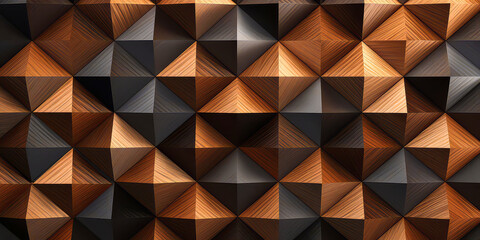 Fototapeta premium Wood wall background with diamond tiles. 3D wood tiles