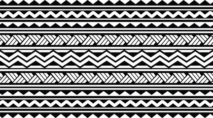 Polynesian tattoo design tribal border.Tribal design ethnic ornament maori band.Samoan Tattoo ribbon sleeve bracelet.Fabric seamless isolated hawaiian armband pattern on white background.