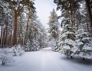 Fototapeta premium Snowy Forest Path