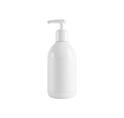 white plastic cosmetic pump bottle isolated
