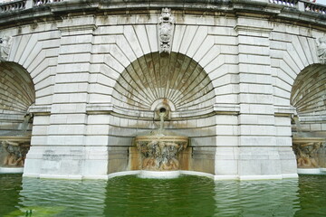 Fountain at the base of the Basilica of the Sacred Heart in Paris in France