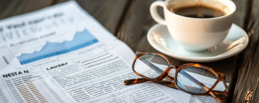 Newspaper, Glasses, and Coffee.