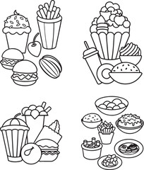 fast food icons set