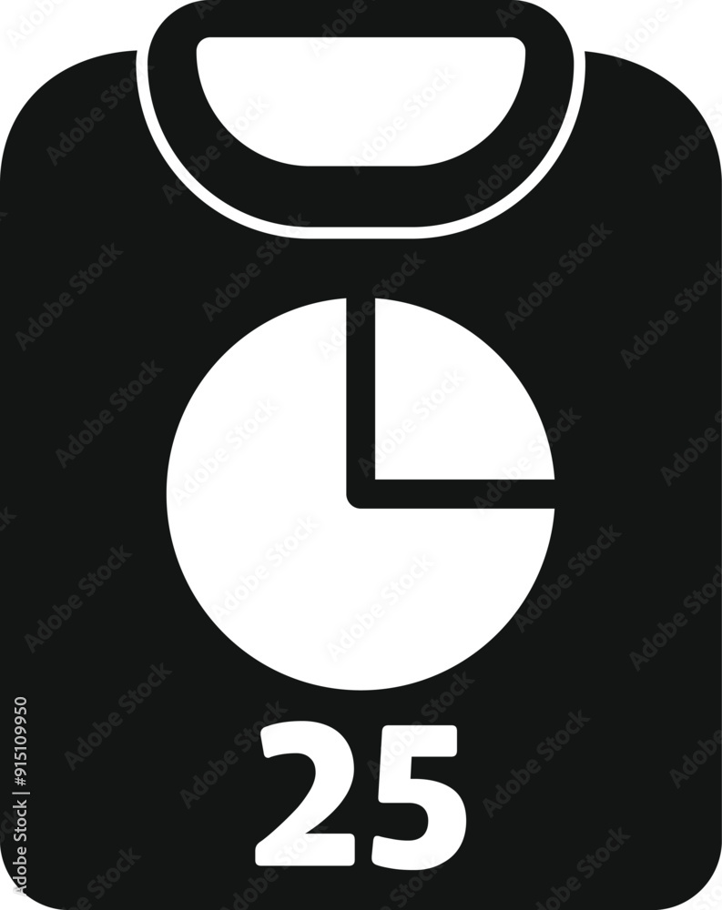 Sticker Bathroom scale icon depicting weight loss progress with a chart and number 25