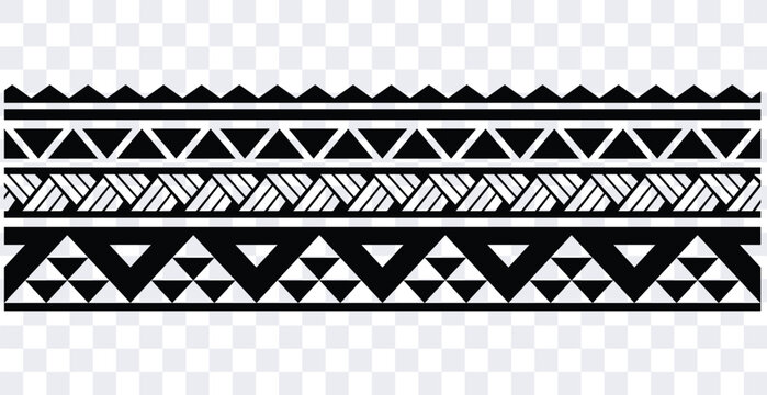 Polynesian pattern tribal tattoo border. Tribal tattoo geometric fore arm samoan band.Tattoo eps forearm samoan sleeve bracelet.Fabric seamless isolated hawaiian pattern on white background.