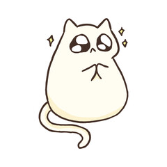 cute kawaii sad cat clipart illustration