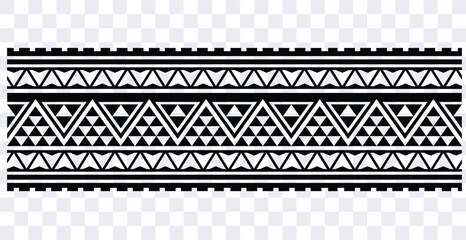 Polynesian tattoo design tribal border.Tribal design ethnic ornament maori band.Samoan Tattoo ribbon sleeve bracelet.Fabric seamless isolated hawaiian armband pattern on white background. © Rudvi