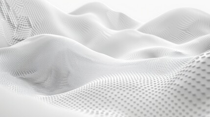 Soft, white fabric flows gracefully over rounded forms in a bright environment, creating an abstract, serene visual effect