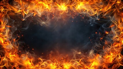Realistic smoke with fire glow and sparks border, smoke, fire, glow, sparks, realistic, effect, background, abstract, design