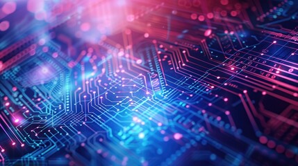 Abstract Circuit Board with Glowing Lines