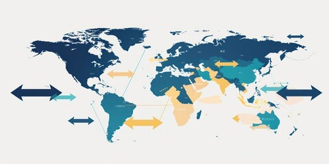 Obraz premium World map with arrows showing global connection.