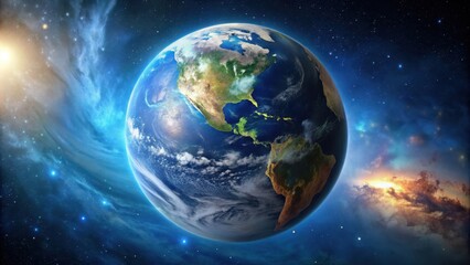 Obraz premium Earth floating in the vast expanse of space, Earth, space, planet, globe, universe, cosmic, celestial, astronomy