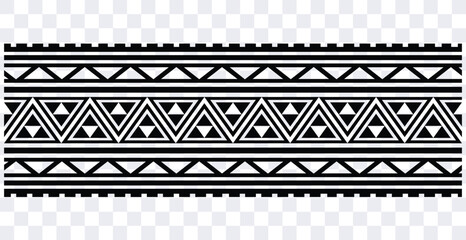 Polynesian tattoo design tribal border.Tribal design ethnic ornament maori band.Samoan Tattoo ribbon sleeve bracelet.Fabric seamless isolated hawaiian armband pattern on white background.