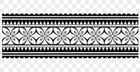 Polynesian pattern tribal tattoo border. Tribal tattoo geometric fore arm samoan band.Tattoo eps forearm samoan sleeve bracelet.Fabric seamless isolated hawaiian pattern on white background.