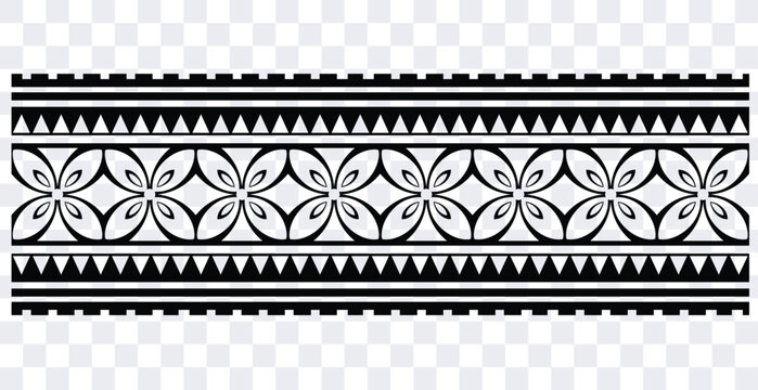 Polynesian pattern tribal tattoo border. Tribal tattoo geometric fore arm samoan band.Tattoo eps forearm samoan sleeve bracelet.Fabric seamless isolated hawaiian pattern on white background.