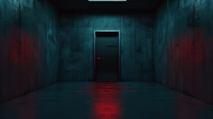 A Bloodstained Doorway in a Dark and Grungy Room