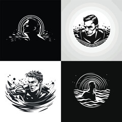 Swim logo design vector illustration