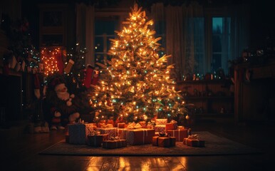 Obraz premium new year tree christmas decoration interior