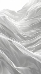Fototapeta premium White fabric undulates softly, creating a calming and tranquil atmosphere illuminated by natural light