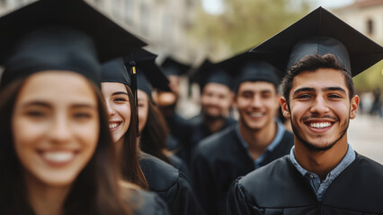 Fototapeta premium Joyful Group of Graduates Celebrating Their Achievement