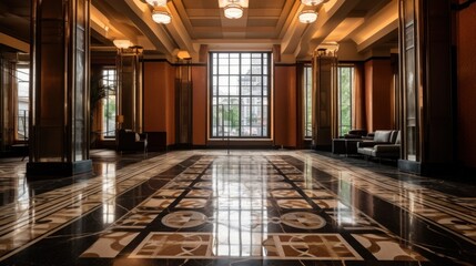 Grand Hallway with Polished Marble Floor