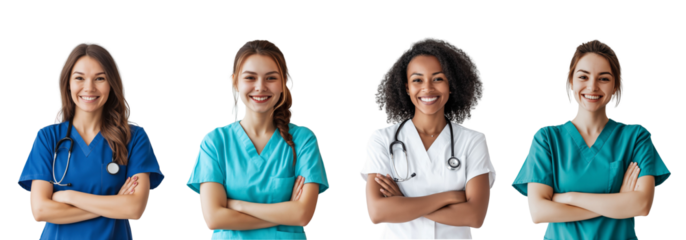 Diverse doctors and nurses png cut out element set. PNG collection. PNG set.