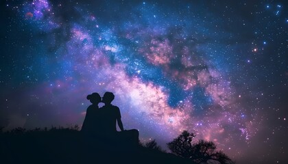 Fototapeta premium Couple Under a Starry Sky