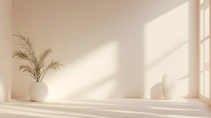 Minimalist White IT Room Office with Warm Natural Lighting and Decor