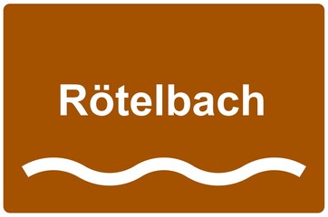 Illustration eines Namensschildes für den Fluss 