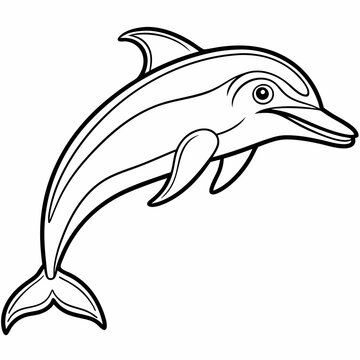recommend clip art: A Dolphin line art vector